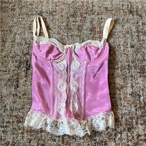 Pink Lace Trim Tank Top